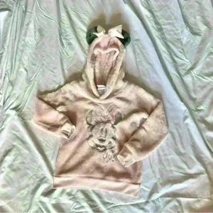 Disney Pink Minnie Mouse Plush Hoodie with Mouse Ears Size 4T